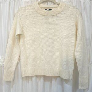 NWOT Quince Cream Alpaca-Wool Diamond Stitch Crew